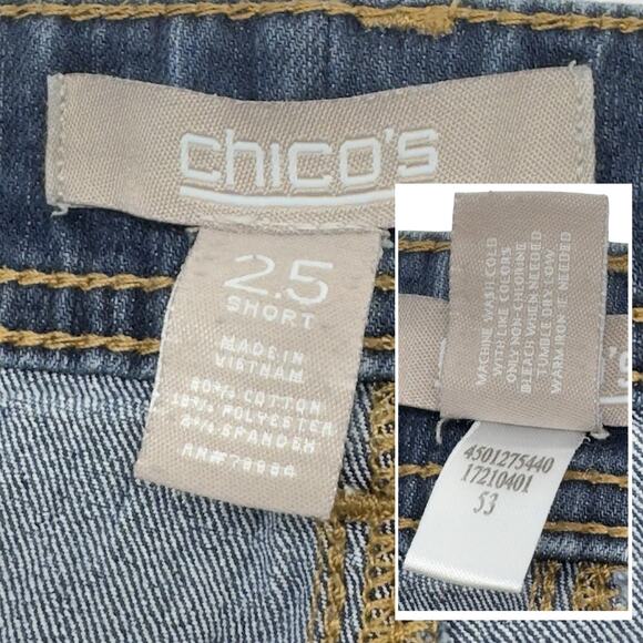 Chicos Jeans 2.5 Short (14) 36x28 Mid Wash/Rise Straight Stretch Denim Staple - Picture 8 of 13